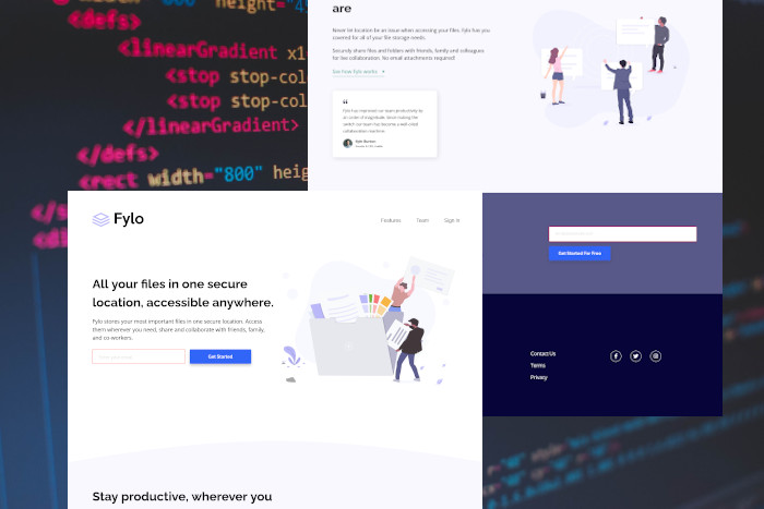 imagen landing page fylo com layout de duas colunas
